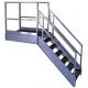 Building Exterior Galvanized Steel Metal Stringer Staircase 38mm Solid Wood Tread