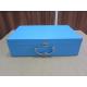 Cardboard suitcase in blue color luggae boxes with metal closure and handle for