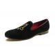 High Workmanship Mens Embroidered Loafers , Durable Mens Black Slip On Shoes