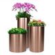Sus 304 Mirror Round Metal Flower Pots Metal Flower Planter For Park Mall