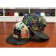 Plastic Buckle Flat Brim Snapback Hats Colorful Digital Sublimation Printed Leather Patch