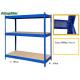 3 Tier MDF Floors Boltless Industrial Shelving Zipped And Patterned Beamed