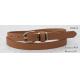 Skinny Tan PU Belt For Lady , Womens Fashion Belts With 2 Metal Loops & 1 PU Loop