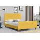 Linen Fabric Upholstered Double Bed Frame Yellow Plywood