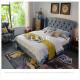 Headboard Upholstered Fabric King Wooden Bed