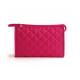 Diamond Pattern Pink Quilted Cosmetic Bags , Travel Toiletry Bags For Women