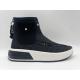 Ladies Black High Top Slip Resistant Work Shoes Soft Knit Fabric With Folded