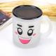 Frosted Lid Drinking Glass cup Mug , Smily Face Logo Printed