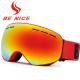 Anti Glare Red Ladies Mirrored Ski Goggles Uv Protection With TPU Frame