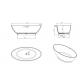 Solid Surface Artificial Stone Bathtub Oval Freestanding Soaking Tub