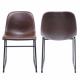 Mid Century Rustic Dining Chairs , Contemporary Leather Dining Chairs With Black Metal Base Vintage