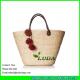 LUDA natural straw handbags handmade wheat straw tote with pom poms