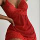 Deep V Transparent Leopard Sling Nightdress Erotic Women Underwear Sexy Lace Bodysuit
