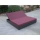 Outdoor Rattan Material Chaise Lounge Daybed In Double,Cushion Cover With Adjustable Back