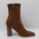 Cow Suede Womens Leather Dress Boots Square Toe Lt Brown TPR Outsole With Pusable Latex