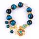 14MM Energy Healing Crystal Blue Tiger Eye Flower Spinner Charm Bead Bracelet For Daily Wear