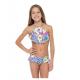 Girl's Printed Crop Top Bikini With Frills - Guajira High Neck