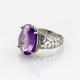 925 Silver Ring with 11mmx14mm Oval Dome Amethyst Cubic Zircon (R212)
