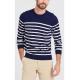 Multi Material Knit Pullover Sweater For Men Daily Wear Jersey Fabric Type