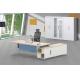 L shape office manager desk special steel leg with wooden top