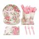 Pink Floral  Baby Shower Afternoon Tea Disposable Paper Tableware