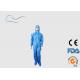 Blue Color Disposable PPE Coveralls Anti Liquid Ankles / Waist Style
