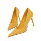 869-1 Korean Style Fashion And Elegant Slim Stiletto High Heels Shallow Mouth Pointy Embossed Satin Sexy Nightclub Women