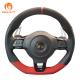 Car Fitment VW Red Black Leather Suede Hand Stitching Steering Wheel Wrap for Scirocco R