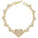 OEM 18K Gold Bracelet Chains Jewelry Micro Zircon Love Heart Shaped Tennis