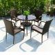 Modern Outdoor Rattan Dining Table And Chairs Set With Woven Rope Chairs Size 50*55*89cm