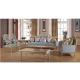 Executive Classic Luxury Carved Wooden Seat Antique Cushion Pale Blue Sofa Set