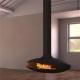 Black Color Hotel Wood Charcoal Suspended Fireplace 600mm Diameter