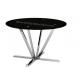 Black Tinted 6 Person Round Dining Table Scratch Proof Ideal For Living Room
