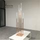 Glass Tube Rose Gold Metal Floor Candelabra Pillar Candlesticks Tall  175cm