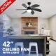 Restaurant Pull Chain Switch Ceiling Fan Six MDF Blades AC Motor