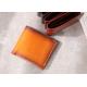 Yellow Bifold Wallet Vegetable Tanned Genuine Leather Wallets for Men