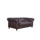 Living Room Two Seater Brown Leather Sofa , 2 Seater Leather Couch Durable Linen