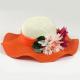 Mixed Color Wide Brim Straw Beach Hat For Summer Nylon Floral Strips Available