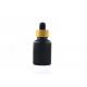 Luxury Bamboo Lid Dark Glass Dropper Bottles With Black Matte Glass Material