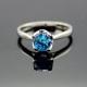Women 925 Silver Jewelry 5mm Round Blue Topaz  Cubic Zircon Ring(R258)