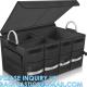 Trunk Cargo Organizer Durable Storage Collapsible Multi Compartments With Aluminium Alloy Handle Reflective Strip