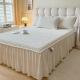 Single Bed Coral Velvet Bedspread with Lace Padding Anti-Static Cotton Flannel Bed Skirt