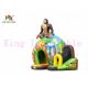 Green Jungle Disco Theme Blow Up Bouncy Castle With Slide Amazing Printing For Kids