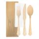 200 Mm Disposable Biodegradable Wooden Knife Fork Spoon Napkin Wrapped Kraft Paper Individual Package