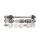 Metal Bar Pave Beads Handmade Bracelet Set Gray Color Adjustable Stackable