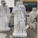 White Marble Religious Saint Francis Sculpture Statues With Wolf Life Size Outdoor Hand Carved