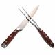 BBQ tool 2PCS stainless steel 8inch kitchen knife and fork with PAKA wood forged handle