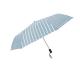 Light Blue White Strips Auto Open Close Umbrella UV Pretection With Fiberglass Frame