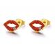 Red Diamond Stainless Steel Earring Beautiful Lip Shape Earring Jewelry