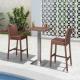 Hotel Rattan High Table And Chairs OEM Wicker Bar Stools With Backs